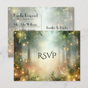 Mystischer Wald Wiesen-Magie-Hochzeit RSVP Postkar Einladungspostkarte