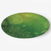 Mystischer Waldgrünmandala-Party-Papier-Teller Pappteller (Schrägansicht)