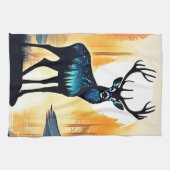 Mystischer Waldhirsch Geschirrtuch (Horizontal)