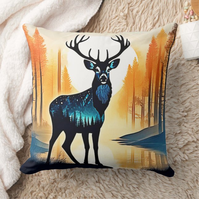 Mystischer Waldhirsch Kissen (Decke)