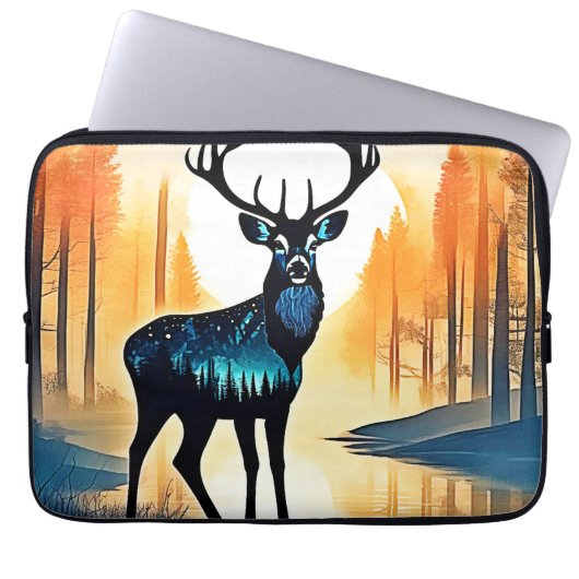 Mystischer Waldhirsch Laptopschutzhülle (Vorderseite)