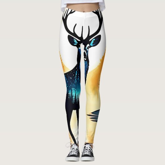 Mystischer Waldhirsch Leggings (Vorderseite)