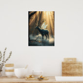 Mystischer Waldhirsch mit Feenflügeln Poster (Küche)