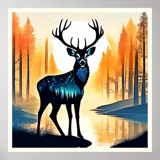 Mystischer Waldhirsch Poster (Vorne)