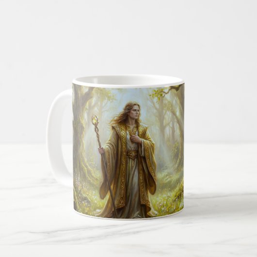 Mystischer Waldmagier Fantasy Kaffeetasse (Vorderseite Links)