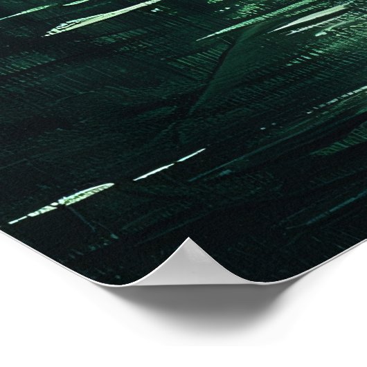 Mystischer Waldmond in einfarbiger Farbe Poster (Ecke)