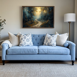 Mystischer Waldweg bei Morgendämmerung Künstlicher Leinwanddruck