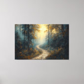 Mystischer Waldweg bei Morgendämmerung Leinwanddruck (Vorderseite)