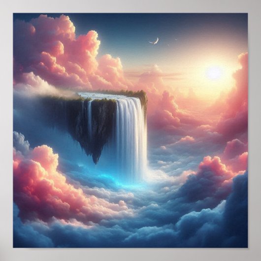 Mystischer Wasserfall aus schwebender Fantasie Poster (Vorne)