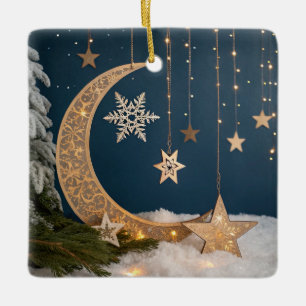 Mystischer Weihnachtsmond Keramikornament