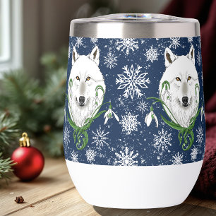 Mystischer Weißer Arktischer Wolf Winter Schneeglö
