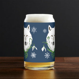 Mystischer Weißer Arktischer Wolf Winter Schneeglö Dosenglas