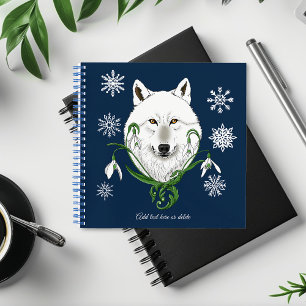 Mystischer Weißer Arktischer Wolf Winter Schneeglö Notizblock