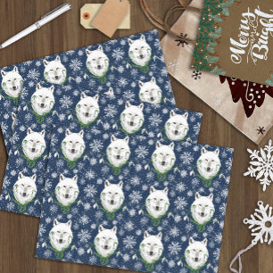 Mystischer Weißer Arktischer Wolf Winter Schneeglö Seidenpapier