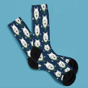 Mystischer Weißer Arktischer Wolf Winter Schneeglö Socken
