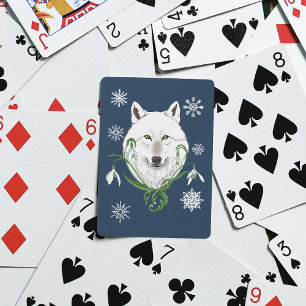 Mystischer Weißer Arktischer Wolf Winter Schneeglö Spielkarten