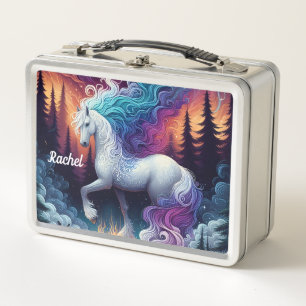 Mystischer Weißer Fantasy-Pferd-Metall-Lunchbox Metall Brotdose