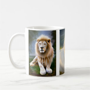 Mystischer Weißer Löwe AI-Kunst Kaffeetasse
