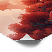 Mystischer weißer Wolf unter rotem Himmel Poster (Ecke)