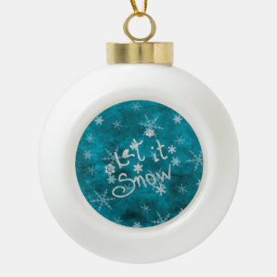 Mystischer Winter Blau Silber Schneeflocken Lass e Keramik Kugel-Ornament