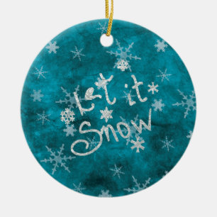 Mystischer Winter Blau Silber Schneeflocken Lass E Keramik Ornament