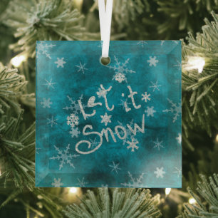 Mystischer Winterblauer Silber-Schneeflocken Lass  Ornament Aus Glas