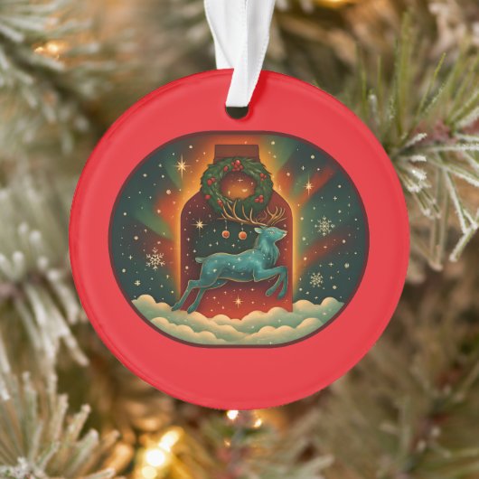 Mystischer Winterhirsch-Rot Ornament (Baum)