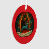 Mystischer Winterhirsch-Rot Ornament (Vorderseite)