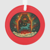Mystischer Winterhirsch-Rot Ornament (Rückseite)