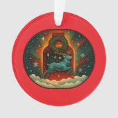 Mystischer Winterhirsch-Rot Ornament (Vorderseite)