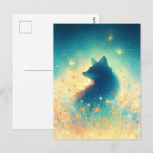 Mystischer Wolf auf sonniger Wiese Postkarte (Vorne/Hinten)