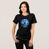Mystischer Wolf heult Tri-Blend Shirt (Vorderseite voll)
