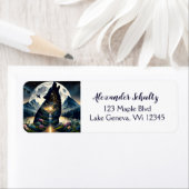 Mystischer Wolf Howling auf dem Moon Surreal Perso (Insitu)