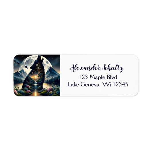 Mystischer Wolf Howling auf dem Moon Surreal Perso (Vorne)