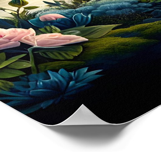 Mystischer Wolf Howling auf dem Moon Surreal Perso Poster (Ecke)