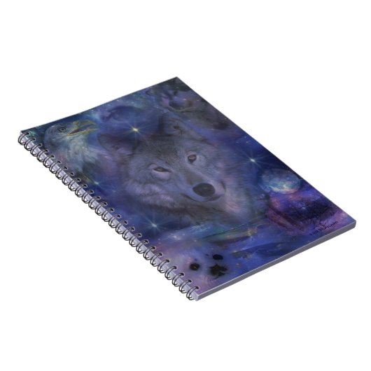 Mystischer Wolf im Mondschein Notizblock (Rechte Seite)