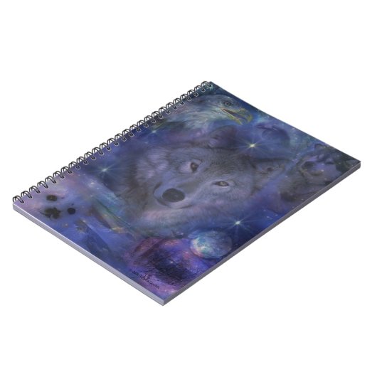 Mystischer Wolf im Mondschein Notizblock (Linke Seite)