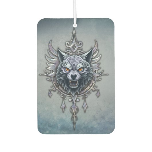 Mystischer Wolf Kopf. Autolufterfrischer (Vorderseite)