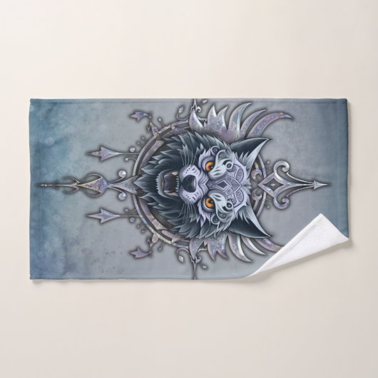 Mystischer Wolf Kopf. Badhandtuch Set (Handtuch)