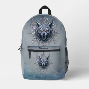 Mystischer Wolf Kopf. Bedruckter Rucksack