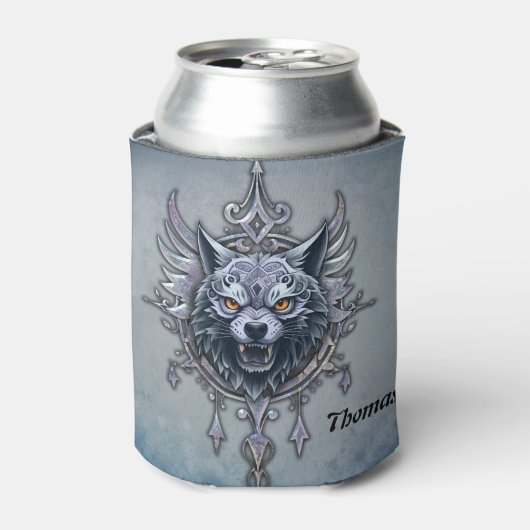 Mystischer Wolf Kopf. Dosenkühler (Kanne Vorderseite)