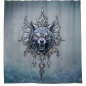 Mystischer Wolf Kopf. Duschvorhang (Vorderseite)