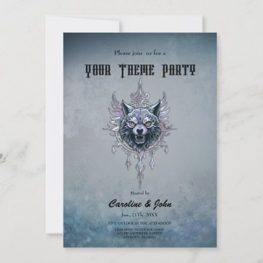 Mystischer Wolf Kopf. Einladung (Vorderseite)