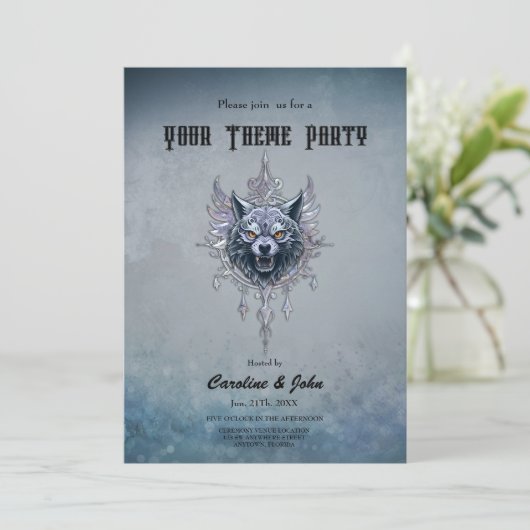 Mystischer Wolf Kopf. Einladung (Stehend Vorderseite)