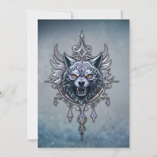 Mystischer Wolf Kopf. Einladung (Rückseite)