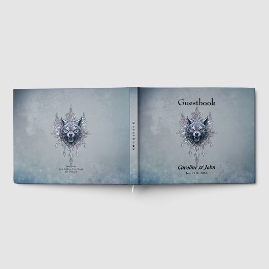 Mystischer Wolf Kopf. Gästebuch (Voll)