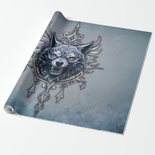 Mystischer Wolf Kopf. Geschenkpapier