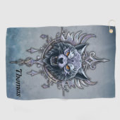 Mystischer Wolf Kopf. Golfhandtuch (Horizontal)