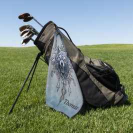 Mystischer Wolf Kopf. Golfhandtuch