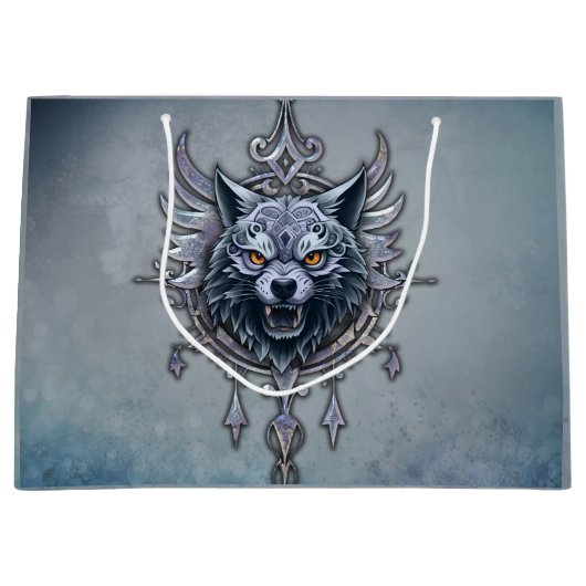 Mystischer Wolf Kopf. Große Geschenktüte (Vorderseite)